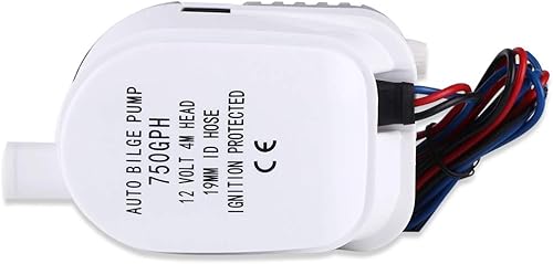 Pompa di Sentina Automatica 12V 750GPH Sommergibile Completamente Automatica con Interruttore a Galleggiante, Pompa di Sentina per Barche con Albero in Acciaio Inossidabile, - Ysert