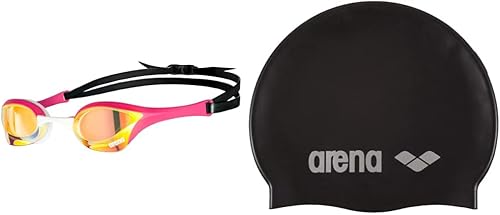 ARENA Unisex – Adulto Cobra Ultra Swipe Mr (Yell-Pink) Swim Goggles, Multicolore, 1 & Classic Silicone, Cuffia Unisex Adulto, Nero (Black-Silver), Taglia Unica - Ysert