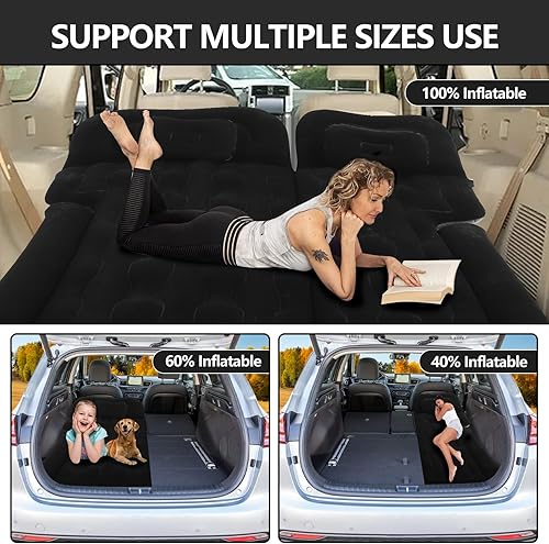 Materassino ad aria per SUV, letto per auto, SUV, cuscino da campeggio migliorato per sedile posteriore del camion con pompa e cuscini, per viaggi e campeggio, uso in - Ysert