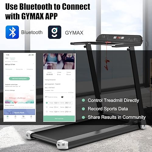 Tapis Roulant Pieghevole, Tapis Elettrico Salvaspazio con Display a Led, Tappetino da Passeggio Portatile, Bluetooth e Rulli Integrati, Tapis Roulant Compatto per Ufficio, Casa - Ysert