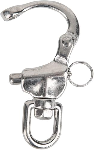 Moschettone a Scatto Occhiello Girevole, moschettone per Arrampicata su Roccia da Alpinismo Gancio a Scatto rapido con Rotazione in Acciaio Inossidabile 316(16 * 87mm) - Ysert