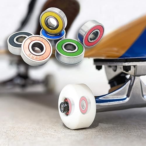 24 Cuscinetti per Skateboard 608RS, Ruote per Scooter ABEC-9, Cuscinetti di Ricambio in Metallo sigillati per Skateboard, Scooter e Pattini a rotelle (Nero, Blu, Rosso, Verde, Arancione, Giallo) - Ysert