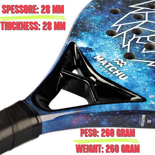Racchetta Padel | Include una borsa per il trasporto | Telaio in carbonio al 100%, strato superiore in fibra di vetro e morbida schiuma EVA | Tecnologia di presa 3D - Ysert
