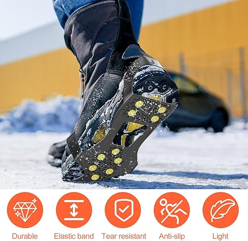 Ramponi Per Scarponi, Tacchetti Da Ghiaccio In Acciaio Inossidabile, Ice Tacchetti Trazione Antiscivolo Con 10 Borchie Neve Ghiaccio, Adatti Per Ghiaccio Escursionismo Campeggio Alpinismo - Ysert