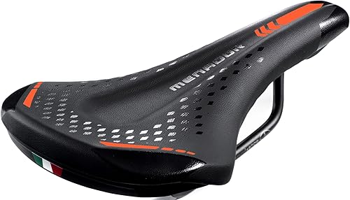 Sella Montegrappa da Bici per Uso E-MTB-GRAVEL Menador 3400, in Memory Foam Nero/Arancione - Ysert