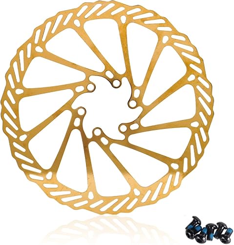 CNCLOL Disco Freno MTB 180 mm, Dischi Freno MTB 180， Disco Bici 180 con 6 bulloni per la Maggior Parte della Bici da Strada Bici da Mountain Bike，oro - Ysert