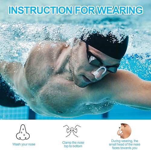 Clip per naso nuoto, 6 pezzi, in silicone, impermeabili, per nuotare e nuotare professionisti - Ysert