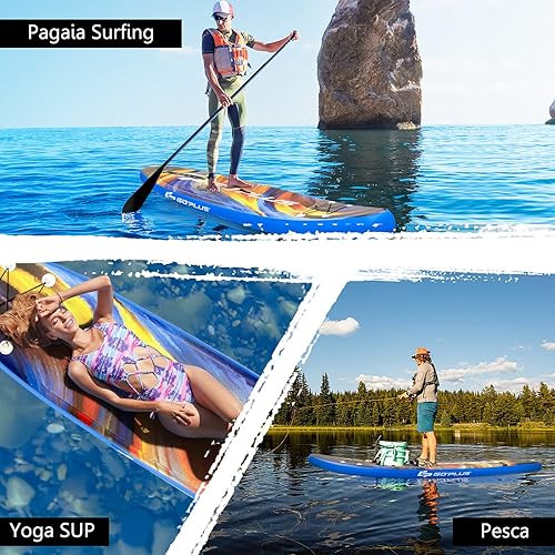 COSTWAY SUP Gonfiabile 335/320 cm, Stand Up Paddle Gonfiabile con Pinne, Leash, Pagaia, Pompa, Kit di Riparazione e Borsa, Carico Massimo 120 kg - Ysert