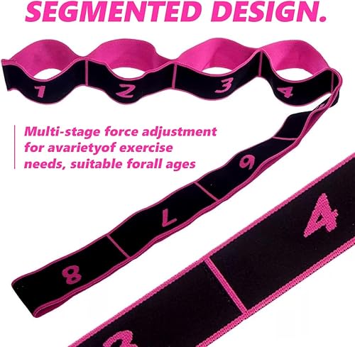 Fascia Elastica Fitness, Elastico Fasce di Resistenza, Cinturino per Esercizi con 8 Loops, Yoga Stretching Band, per Yoga, Pilates, Fitness, Stretching, Allenamento, Danza, Rosa - Ysert