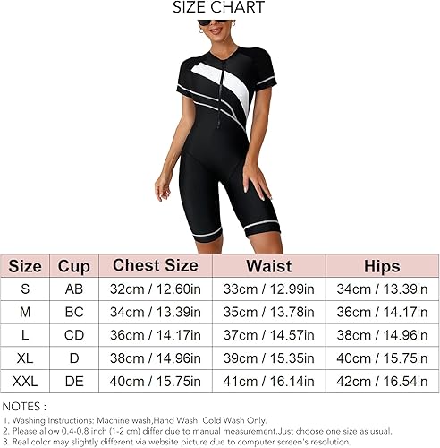 Muta Corta da Donna Muta da Sub da Donna Muta da Sub da Donna Muta Corta da Donna Girocollo Nera Manica Corta Zip Frontale Colore a Contrasto Muta da Sub da Donna per Immersioni - Ysert