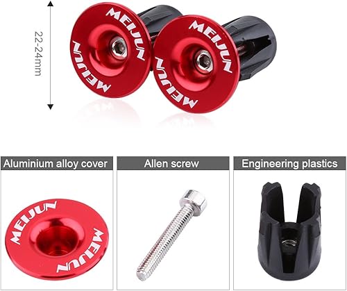 Set di 2 tappi terminali per manubrio della bicicletta (rosso) - Ysert