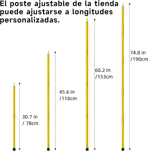 KOMCLUB Set di 4 aste telescopiche per tende in alluminio, per tende da campeggio, leggere, regolabili, per sport all'aria aperta, campeggio, 1,9 m (set da 4 pezzi) - Ysert