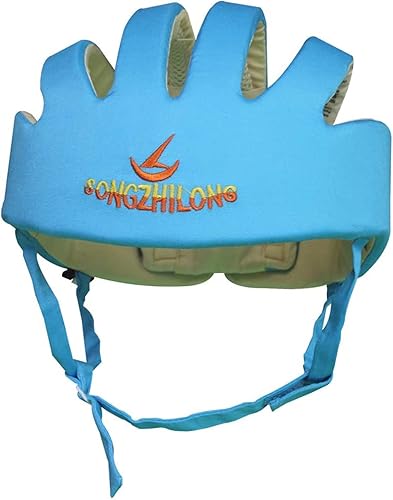 IULONEE Casco da Bambino Infantili Cappello di Testa di Cotone Cappello del Bambino Baby Helmet Regolabile di Sicurezza Casco Neonati (Stellato Blu) - Ysert