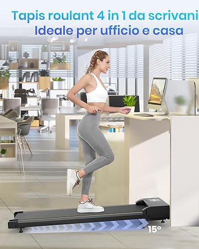 Tapis roulant per casa, walking pad con pendenza, tapis roulant elettrico con telecomando e indicatore LED, tapis roulant scrivania per ufficio/casa, 2,5 CV, capacità 120 - Ysert