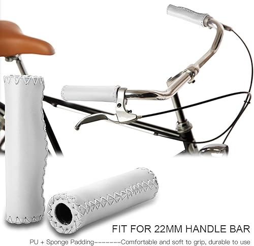 Manopole per Bici Marroni Manopole per Bici in Pelle Marrone Pu Sponge 1 Paio Manopole per Manubrio Bici Cucite a Mano Pu Manubrio per Bicicletta con Tappo (Marrone) - Ysert