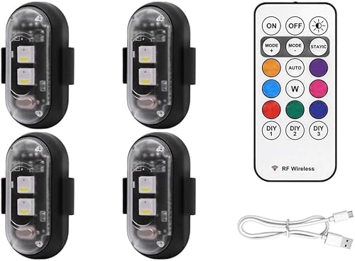 4 luci stroboscopiche a LED fili con , 8 colori USB Charing luci di emergenza impermeabili - Ysert