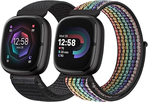 Runostrich Cinturino di ricambio in nylon compatibile con Fitbit Sense/Fitbit Versa 3, morbido, traspirante, regolabile, per uomo e donna - Ysert