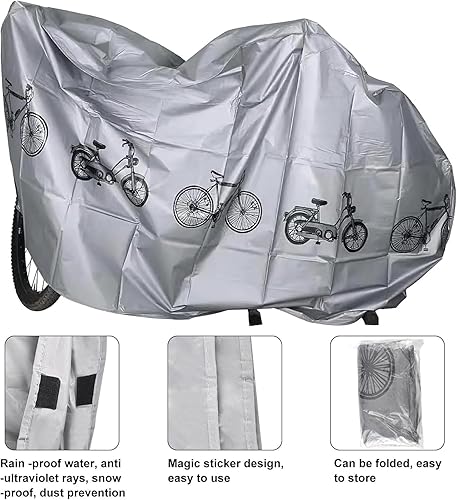 Copribici Bici Impermeabile,Telo Copri Bicicletta,Telo Protettivo per Bicicletta,Copri Bicicletta Esterno per Bici,Copertura Biciclette Esterno,Universale Copri Bicicletta da Esterno,2PC,Nero e Grigio - Ysert