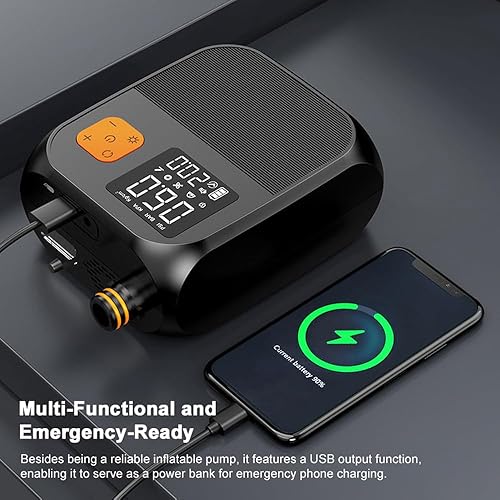 Pompa elettrica SUP da 25 PSI, pompa ad aria ad alta pressione, batteria da 8000 mAh con 6 ugelli e luce LED per barca gonfiabile, tavola da surf, materasso ad aria, galleggianti - Ysert