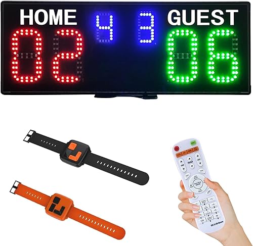 GAN XIN Tabellone Segnapunti Elettronico, Tabellone Segnapunti Digitale di Tennis con Telecomando e Orologio per Tennis, Baseball - Ysert