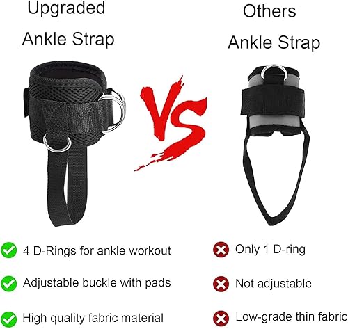 2 Pezzi Cavigliere Cavi Palestra Cinghie alla Caviglia per Il Fitness Cavigliere Cavi Palestra Cavigliere Sportive con Anelli a D Ankle Strap per Allenamento delle Gambe - Ysert