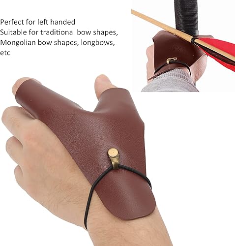 Protezione per Le Mani per Tiro con L'Arco, Guanto per Tiro con L'Arco Protezione per Le Mani con Arco, Guanto per Protezione per Le Mani Regolabile in Pelle PU per Tiro con L'Arco(Marrone) - Ysert