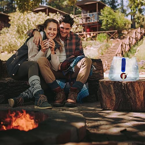 Relaxdays Set da 4 Taniche Pieghevoli, in Plastica Senza BPA, con Manici, Rubinetto, Tappo a Vite, da 10 L, Trasparente, 25 x 23 x 23 cm - Ysert