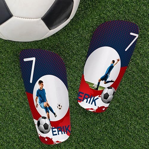 Wanapix | Parastinchi da Calcio Personalizzati per Bambini | Finitura Premium e Texture Esagonale | Con Foto, Nome e Numero| Protezione Completa - Ysert