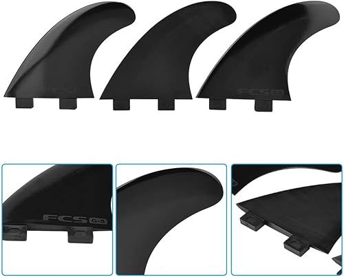 Wakects FCS Pinne per tavola da surf in plastica e nylon, 3 pezzi, pinne a testa singola per tavola da surf G5, elica ad alte prestazioni per nuoto e surf, Nero - Ysert
