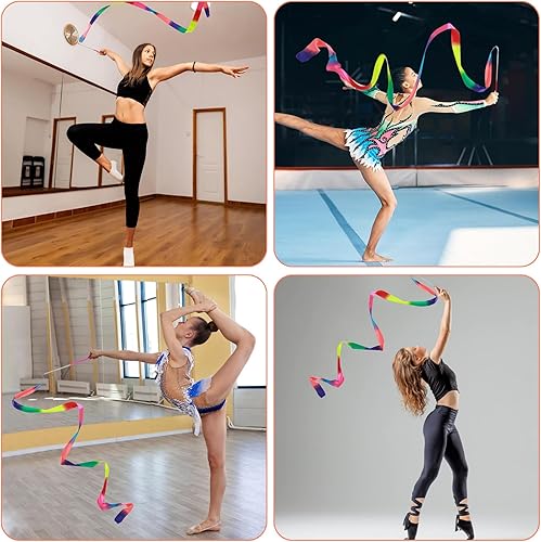 Banda di Danza Ginnastica, Nastro da Ballo, 12 Pezzi 2M Nastro per Ginnastica Ritmica,Nastro Artistico con Bastone Rotante Nastro per Bambini Danza Artistica Ginnastica Ritmica - Ysert