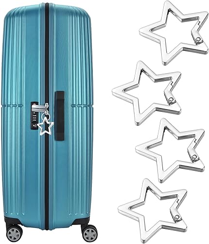 4 Pezzi Moschettone a Stella Gancio per Moschettone Argento Metallo Moschettone a Chiave a Stella 4 x 4 cm Portafoglio Moschettone a Stella per Viaggi Campeggio Pesca ed Escursionismo - Ysert