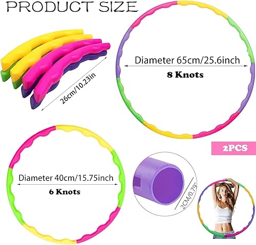 Hula Hoop - 2 pneumatici per bambini, in plastica, rimovibili, per bambini, hula hoop, hula hoop, ricaricabili, per fitness, sport, test - Ysert