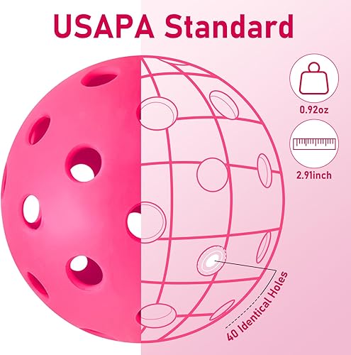 JULMELON Palline da pickleball, confezione da 4 palline da pickleball da esterno, 40 fori, per sport all'aperto, giochi elastici - Ysert