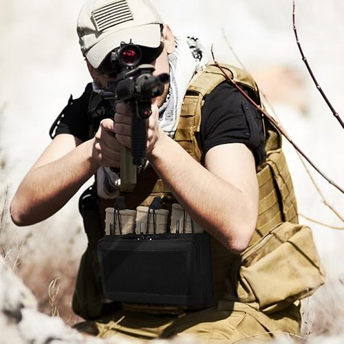 Bustina di amministrazione tattica Mag,Pochette Molle tripla aperta sulla parte superiore con 3 toppe a ganci e fibbie per Mag 223/5.56 - Ysert
