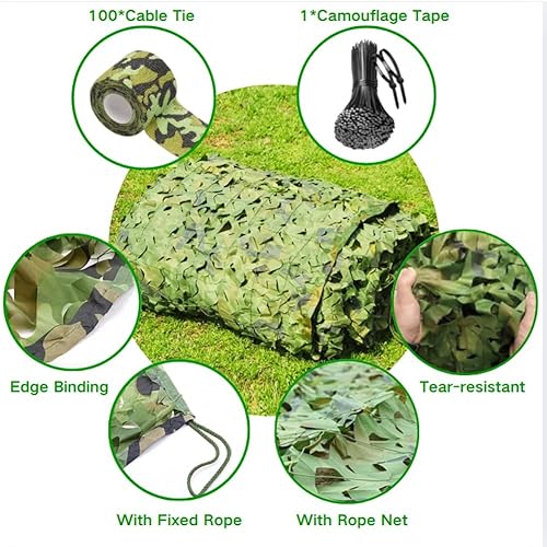 Rete Mimetica Militare Telo Ombreggiante 4x3 3x3 4x5 3x4 6x4 3x5m for Caccia, Protezione Solare, Coperture Auto, Campeggio Schermo della Privacy - Ysert