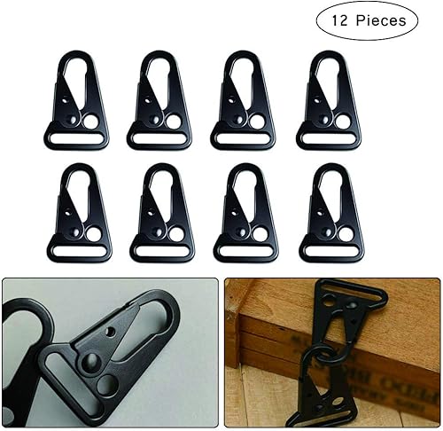 Tattico Moschettone, 12 Pezzi Moschettone in Tessuto, Moschettone Gear, Ganci per Clip Alpinismo, Moschettone Esterno, per Alpinismo, Campeggio, Escursionismo, Caccia, Tiro, Attività All'Aperto (Nero) - Ysert