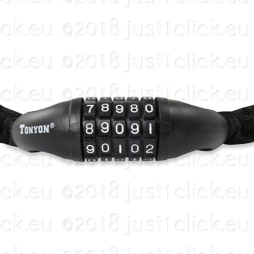 Lucchetto a catena per bicicletta, lunghezza 90 cm, protezione telaio a 5 cifre, per bicicletta, moto, barca, nero - Ysert