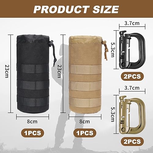 2 Tasche per Bottiglia d'Acqua E 4 Chiusure A Forma di D, Borsa per Bottiglia d'Acqua, Attrezzatura da Esterno, Adatta per Alpinismo, Campeggio E Viaggi - Ysert