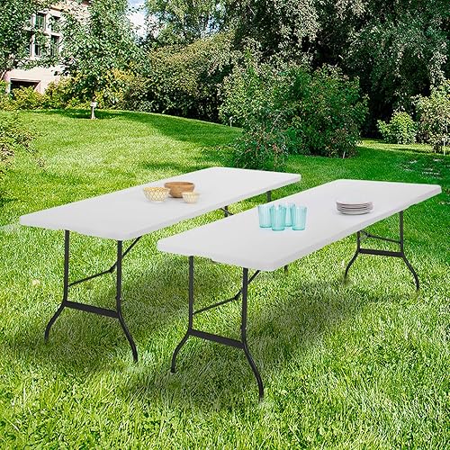 Set di 2 tavoli pieghevoli portatili 180 cm per campeggio o ricevimento - Ysert
