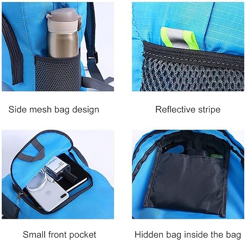 Zaino Pieghevole Ultraleggeri,Zainetto Richiudibile,Foldable Backpack,Zaino Pieghevole Impermeabile,Zaino Pieghevole Leggero,Multifunzione Zaino da Escursionismo per Viaggio,Campeggio,Ciclismo - Ysert