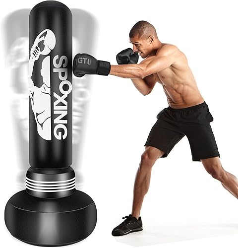 Heavy Punching Bags per Adulti - 69 ''Freestanding Boxing Bag con Stand per Uomini Formazione MMA Muay Thai Fitness - Ideale Standing Gonfiabile Kickboxing Bag - Ysert