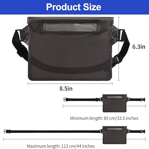 2 Pezzi Borsa Impermeabile, Marsupio Impermeabile con Tripla Protezione, IPX8 Impermeabile Custodia, con Schermo Touch e Cintura Regolabile, per Mare,Subacqueo, Spiaggia, Barca, Cellulare - Ysert