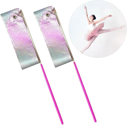 2 nastri lampeggianti per danza, nastro da ginnastica da 190 cm, bacchetta rotante per ballerini, per bambini, ballerini, allenamenti, feste di compleanno, esibizioni. - Ysert