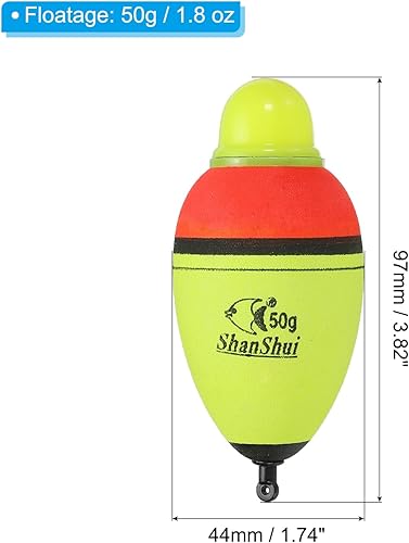 PATIKIL 0.18oz Illuminato Bobber per Pesca Sportiva 2pz Eva Trasparente Galleggiante per Pesca Notturna Giallo - Ysert