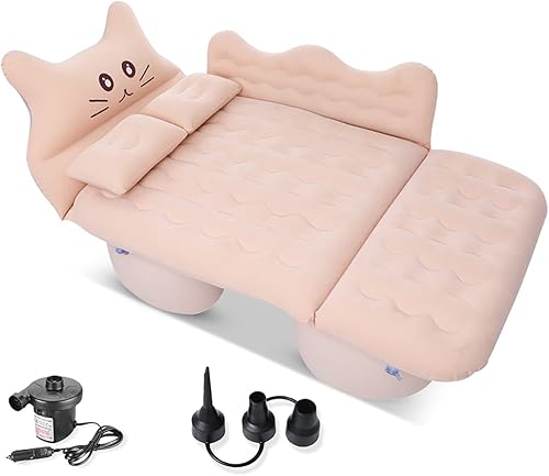 Ergocar Materassino Gonfiabile Gatto Fortunato Floccaggio Materasso Letto per Auto con Pompa per Il Campeggio, Escursionismo, Piscina, Spiaggia, Viaggiare (Grigio) - Ysert