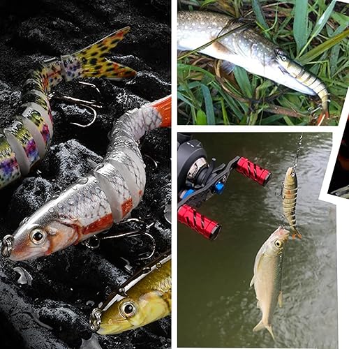 3 Pezzi Esca da Pesca Bionica,Fishing Swimbait Set,Pesca a più Sezioni Dura con Ganci,per Diversi Tipi Pesce - Ysert