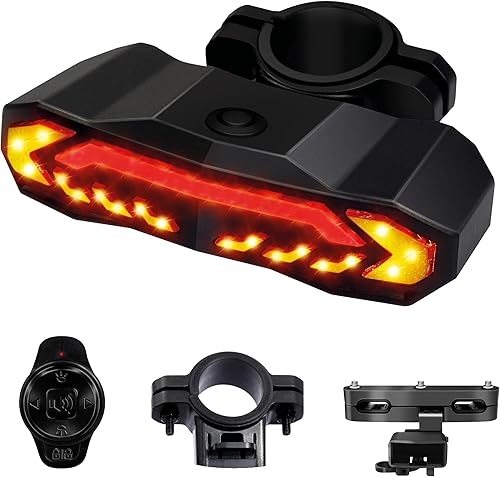 Luce posteriore bici, frecce bici e allarme bici | 2 staffe incluse | Fanale ultra luminoso con frecce bici elettrica e antifurto bici | Sensore di Frenata, 5 Modalità e ricarica USB - Ysert