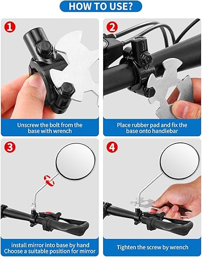 Manubrio per bicicletta specchietto retrovisore universale, regolabile, girevole, specchio trasparente per mountain bike, bici da strada, moto elettrica, scooter elettrico, con 8 mm, base di - Ysert