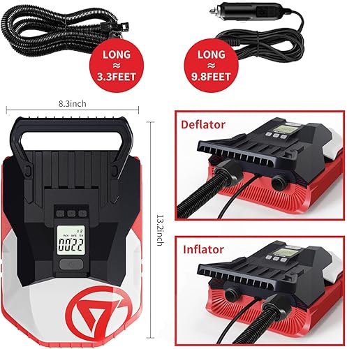 PaddleBoard Pump, pompa elettrica ad aria a doppio stadio per SUP, connessione DC 12V per auto con spegnimento automatico, per Paddle Board, Kayak, Barca - Ysert