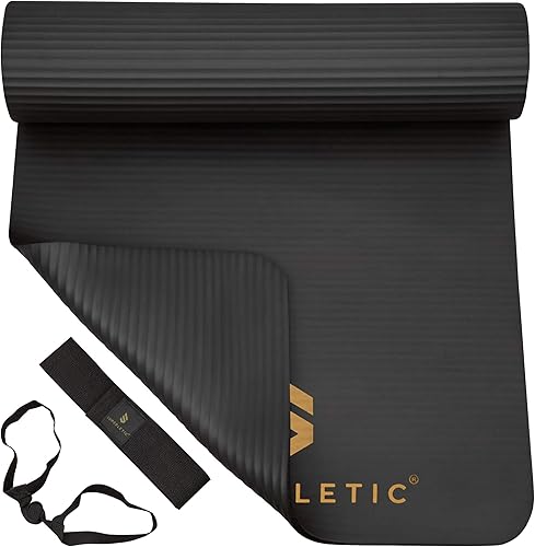 SUPERLETIC Yoga & Fitness Mat, Antiscivolo con Cinghia per Trasporto, Rispetta la Pelle, Tappetino Allenamento & Sport, Spesso & comodo per Forza Muscolare, Pilates, Palestra a Casa (180 x 60 x 1.5 cm) - Ysert